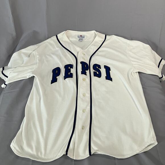 VTG Pepsi Generation Next XXL Embroidered Baseball Jersey Shirt White 90s - Picture 1 of 15